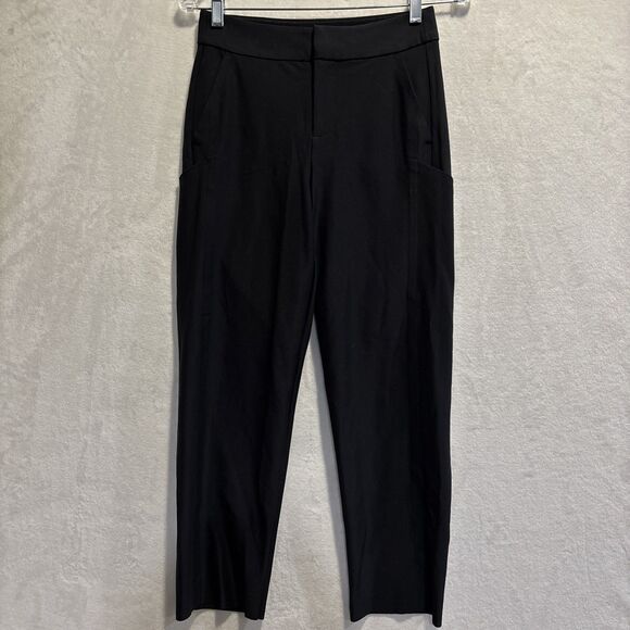 ATHLETA Stellar Straight Crop Pants Stretch Women's Size 2 Black Casual Career - Picture 1 of 13